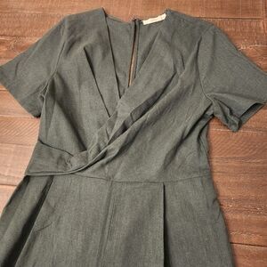 Lush Linen Blend Dark Green romper size M